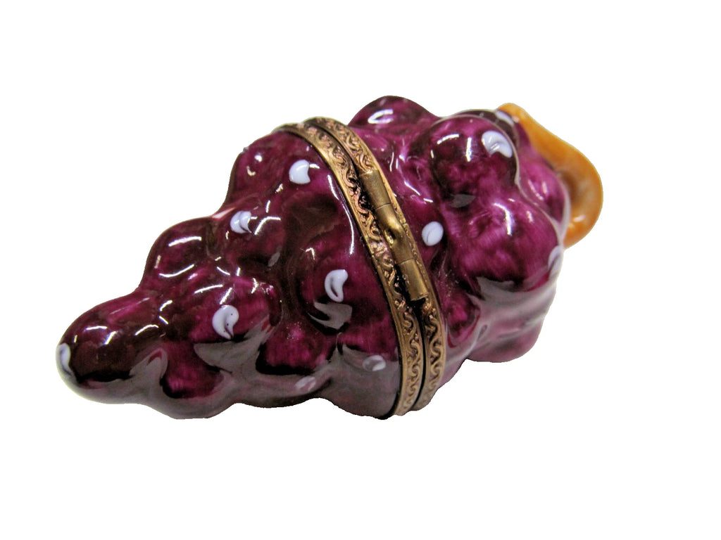 Parry Vieille Limoges porcelain trinket box shaped like a bunch of purple grape