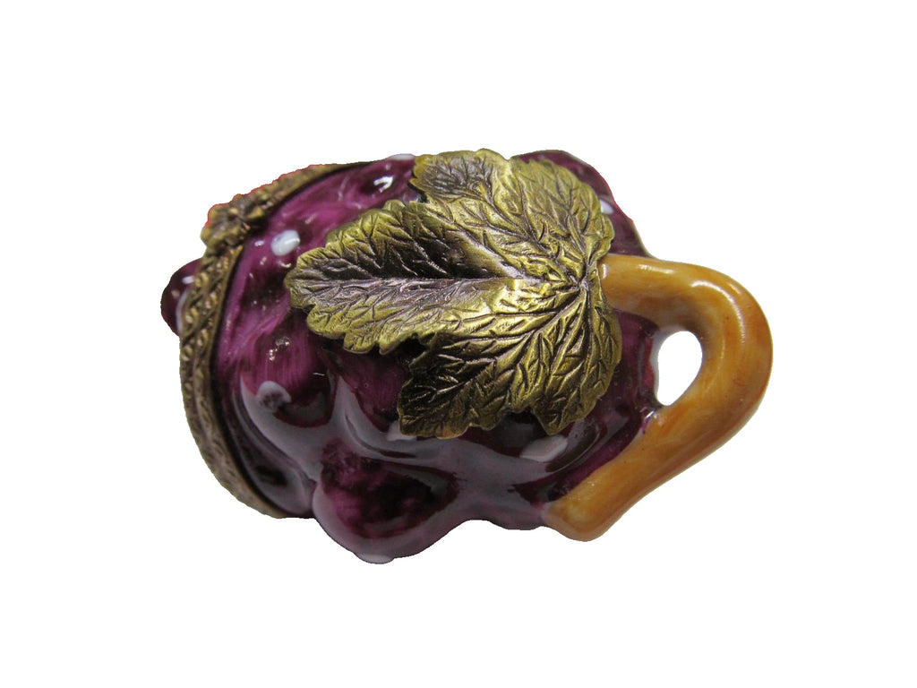 Parry Vieille Limoges porcelain trinket box shaped like a bunch of purple grape