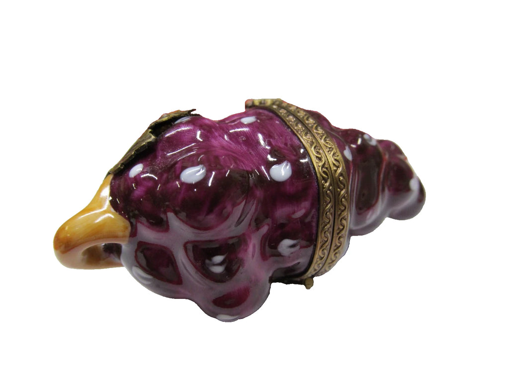 Parry Vieille Limoges porcelain trinket box shaped like a bunch of purple grape