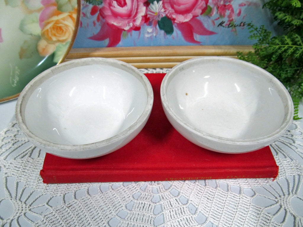 T & V Limoges France painted floral dresser set trinket holder hair Receiver