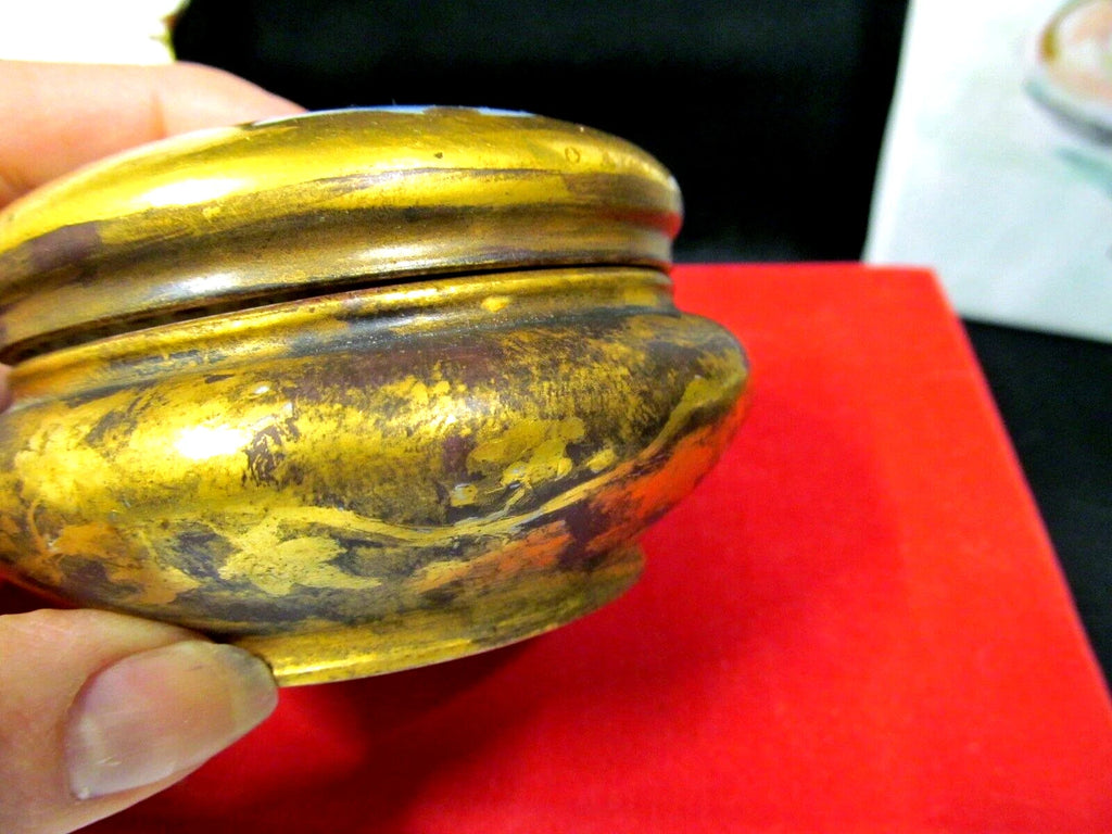 Limoges France trinket holder Jewelry Jar lady portrait gold gilt work 1920s