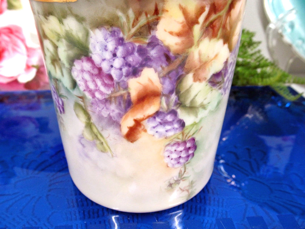 Limoges France 1911 covered Jar painted artist signed Gold bands