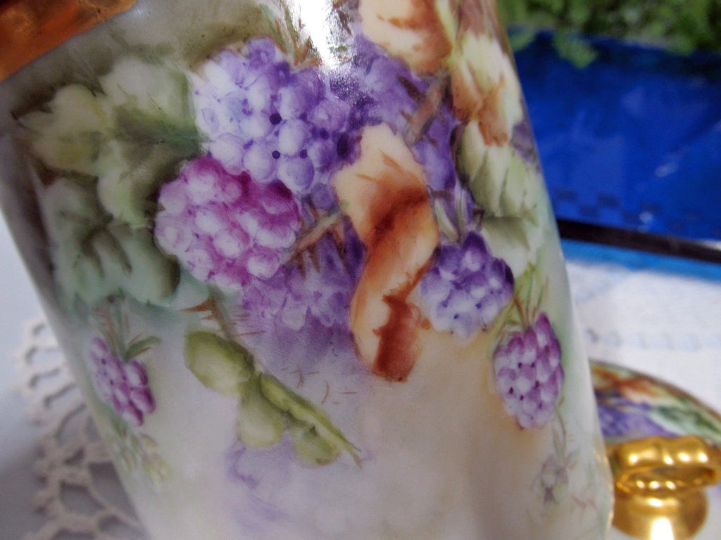Limoges France 1911 covered Jar painted artist signed Gold bands