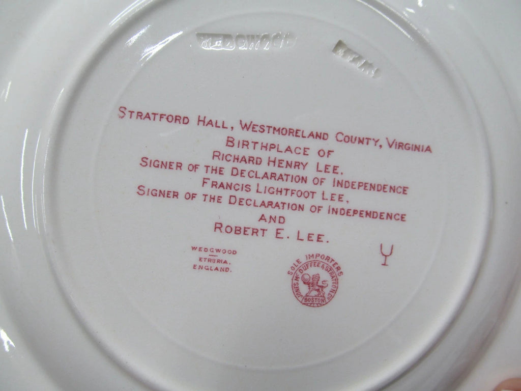 Vintage Wedgwood Pink Queensware 8 Dinner Plate Stratford Hall Robert E Lee