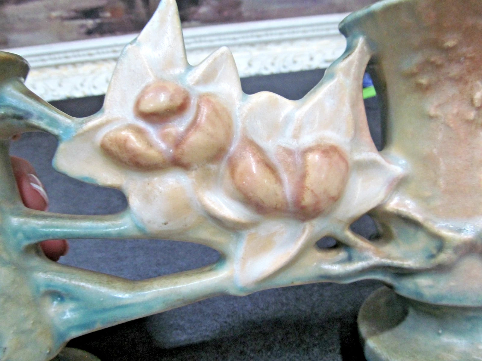 ROSEVILLE BLUE MAGNOLIA Double Vase #186 pottery USA
