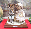 Vintage Giuseppe Armani Couple Tea Time on a bench Figurine Italy signed