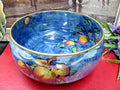 Royal Winton Grimwades England Fruit Blue Luster large Bowl inside gold trims R