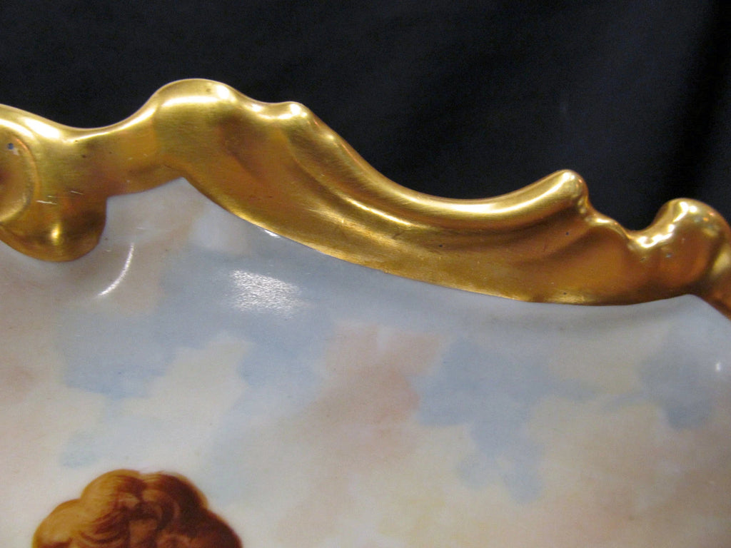 UNMARKED LIMOGES FRANCE ARTIST SIGNED DULUIC CHARGER 13 PAINTED COURTING COUPLE