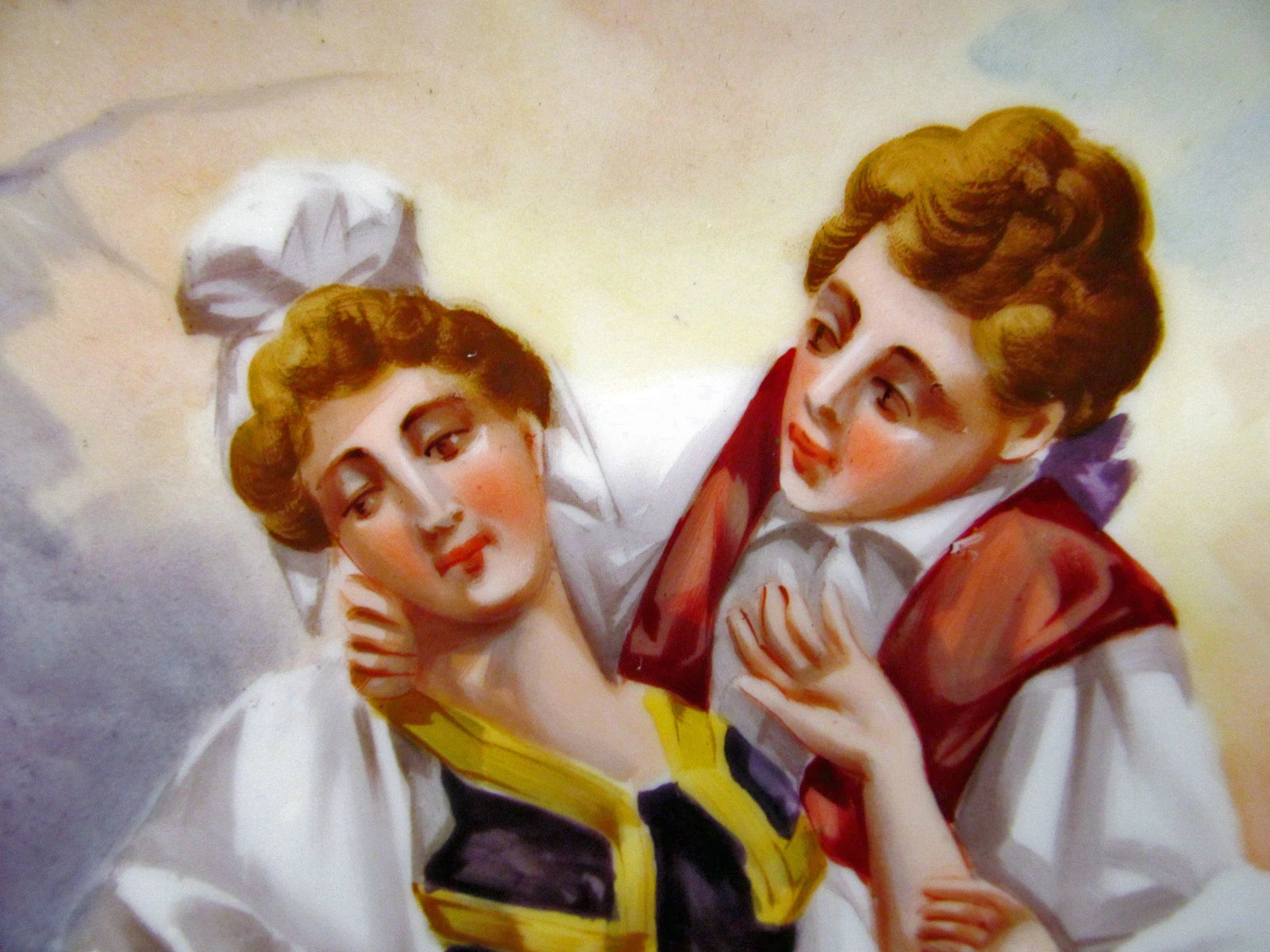 UNMARKED LIMOGES FRANCE ARTIST SIGNED DULUIC CHARGER 13 PAINTED COURTING COUPLE