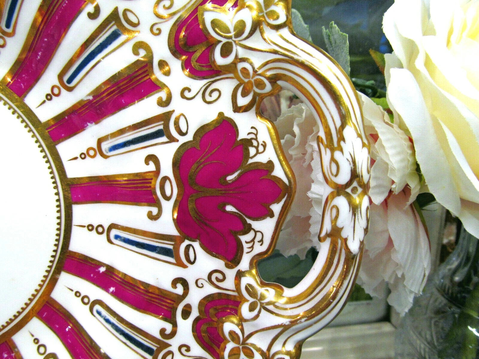 English Porcelain rare 1825 tea cup and saucer trio RIDGWAY teacup cake plate