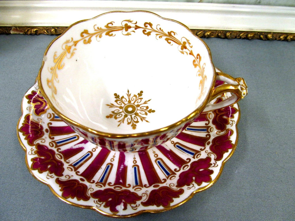 English Porcelain rare 1825 tea cup and saucer trio RIDGWAY teacup cake plate